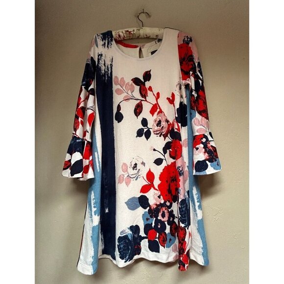 Maeve Dresses & Skirts - Anthropologie Maeve Womens Large Ruffle Sleeve Floral Shift Dress Stretch Casual